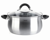 Кастрюля нерж сталь с крышкой Шелборн 5,2л, стенки 0,6мм, индукция TR-11046 Taller