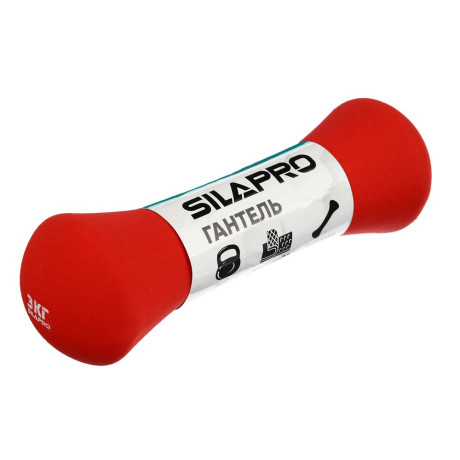 SILAPRO Гантель в форме кости 3кг (+-100гр) , металл, неопреновое покрытие