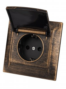 TDM Лама роз. СУ 1 мест. 16А (земля, шторки) IP44 с крышкой старинная бронза SQ1815-0755