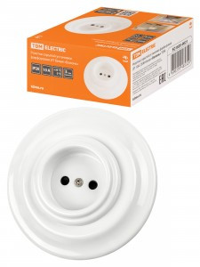 TDM Болонь Розетка СУ фарфоровая 2П 10А 250В белая Ретро SQ1820-0021