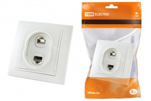 TDM Таймыр роз. телеф./компьют. СУ 2 мест. бел. (керам. осн., RJ11+RJ45) (10!) SQ1814-0023