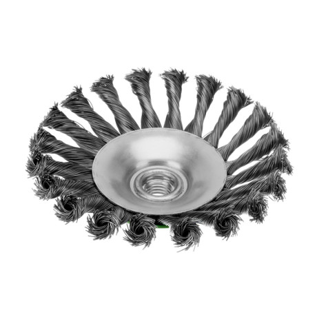 Щетка для УШМ, 125 мм, М14, "тарелка", крученая металлическая проволока Сибртех