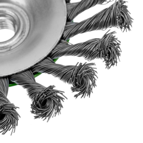 Щетка для УШМ, 125 мм, М14, "тарелка", крученая металлическая проволока Сибртех