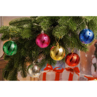 Шар Т102 6шт 6см (фактур.полосы) микс (120)