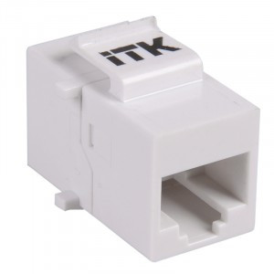ITK Проходной адаптер кат.5E UTP, RJ45-RJ45 (8P8C), тип Keystone Jack, белый