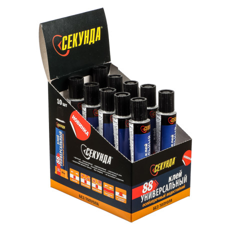 Клей универсальный "Секунда" особопрочный водостойкий, 30мл, шоу-бокс, арт 403-210