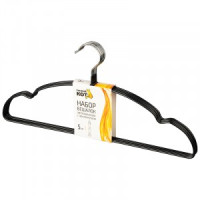 Вешалка-плечики 40см, металл с ПВХ покрытием, 5 шт/уп, черный 107877 Рыжий кот