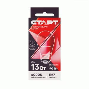 СТАРТ лампа св/д Шар G45 E27 13W(1040lm) 4000K 4K 80x45 матов пласт/алюм IC-драйвер 1355