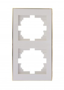 Lezard RAIN рамка 2 мест. верт. бел. с бок. вст. золото (PC) 703-0226-152