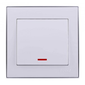 Lezard RAIN выкл. СУ 1 кл. бел. с бок. вст. хром, инд. (корпус PC) 703-0225-111