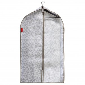 Чехол д/одежды 60*100*10см Увелич.глубина, нетканый материал, окошко ПВХ, ЛИСТЬЯ 75096 Master House