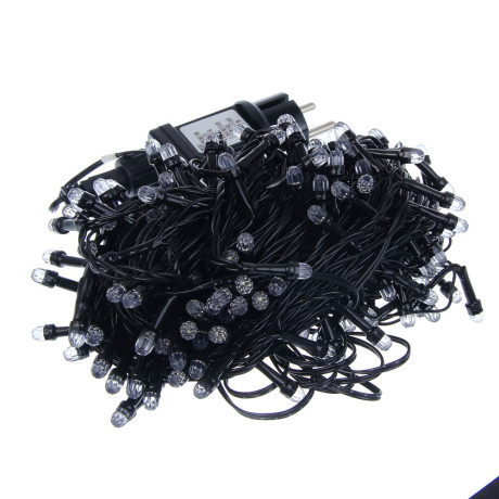 СНОУ БУМ Гирлянда эл. вьюн 20м, 200LED, "Алмазная" насадка, белый, 8 режимов, ПВХ черный, 220В
