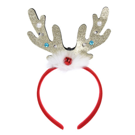 СНОУ БУМ Ободок светящийся с рожками, LED, диаметр 11см, пластик, полиэстер, батарейки, 1реж., 2диз.