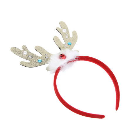 СНОУ БУМ Ободок светящийся с рожками, LED, диаметр 11см, пластик, полиэстер, батарейки, 1реж., 2диз.