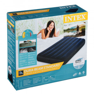 INTEX Кровать надувная Classic downy (Fiber tech) Твин, 99см x 1,91м x 25см, 64757