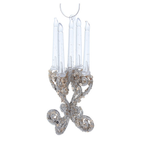 СНОУ БУМ Декоративная подвеска "Подсвечник" 14,5 см, пластик, глиттер