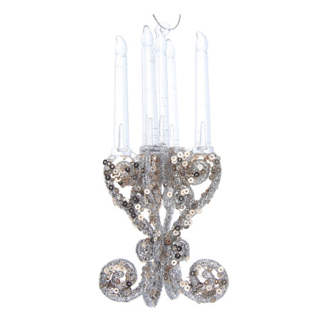 СНОУ БУМ Декоративная подвеска "Подсвечник" 14,5 см, пластик, глиттер