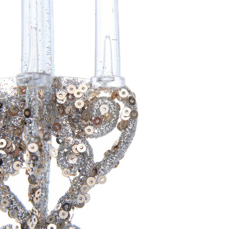 СНОУ БУМ Декоративная подвеска "Подсвечник" 14,5 см, пластик, глиттер