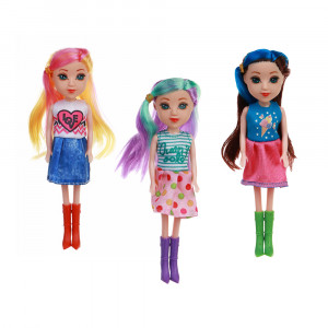 ИГРОЛЕНД Кукла с цветными волосами, 16 см, PP,PVC, полиэстер, 22х15х4.5см, 3 дизайна