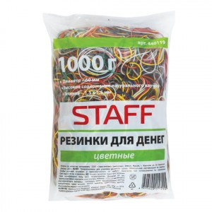 Резинки д/денег STAFF, 1000 г, цветные, натуральный каучук, 440119