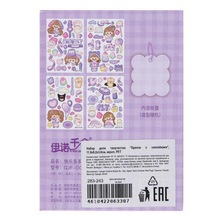 Набор для творчества "Брелок с наклейками", 11,9х9,2х3,6см, акрил, PET, 5 дизайнов