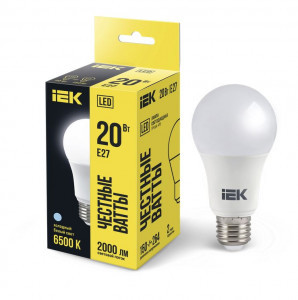 IEK лампа св/д ЛОН A70 E27 20W(2000lm) 6500К 6K 141х70  матовая LLE-A60-20-230-65-E27