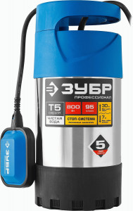 Насос Т5 погружной дренажный, ЗУБР Профессионал НПЧ-Т5-800-С, д/чистой воды,800Вт,произв.95л/мин