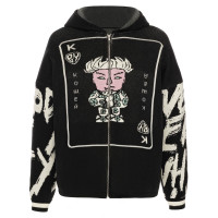 Свитер на молнии &quot;Кощей&quot;, унисекс, черный с рисунком, разм.M