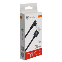 BY Кабель для зарядки Угловой USB(A)-Type-C, 36W, 1 м, 3A, нейлон, чёрный