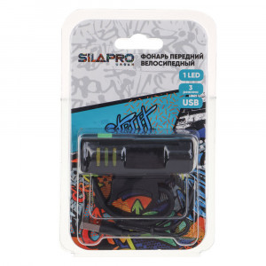 SILAPRO Фонарь передний 7,5х3см, 3LED, 1 реж., ABS, USB