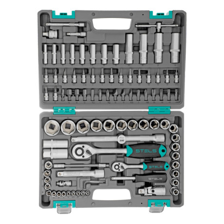 Набор инструментов, 1/2", 1/4", CrV, пластиковый кейс 94 предмета Stels