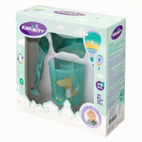 Набор тарелка на присоске 400мл, кружка 200мл, стол.приборы на присоске зеленый 431332209 Бытпласт