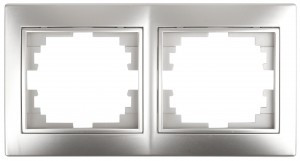 ЭРА Intro Plano рамка, СУ 2 мест. алюминий, 1-502-03, Б0030094