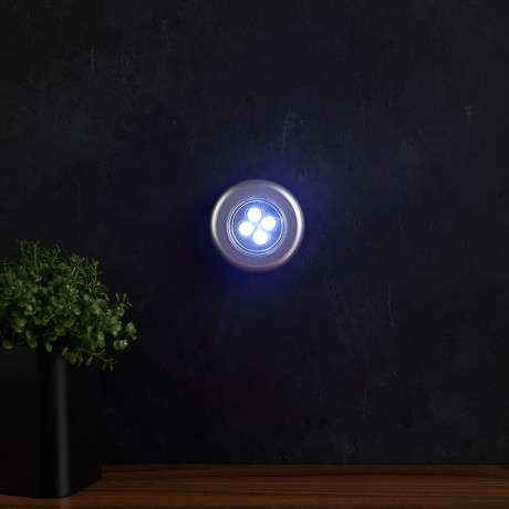 FORZA Светильник точечный нажимной, 6,5см, 3xААА, 4 LED, пластик