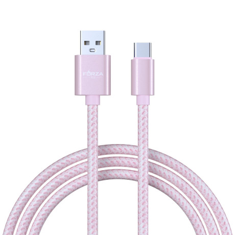 FORZA Кабель для зарядки Волна Type-C, 1м, 2А, тканевая оплётка, 4 цвета, пакет