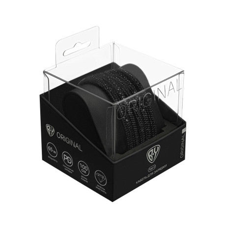 BY Кабель для зарядки КРИСТАЛЛЫ Type-C-Type-C, 1м, Быстрая зарядка 3А, QC, PD 65W, черный