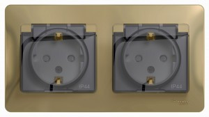 Systeme Electric GLOSSA роз. СУ 2 мест. титан (пл.осн., земля, штор., крыш, IP44) GSL000447 (5!)