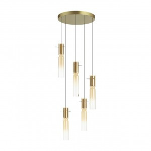 ODEON LIGHT 5058/25LA PENDANT ODL24 325 зол./янтарный/мет/стекло Люстра LED 5x5W 3000K SCROW 92