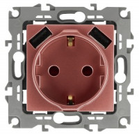 Эра12 роз. СУ, 1 мест. , 2P+E с 2xUSB 16A, штор. 5В-3А, медь, 250В, IP20, 12-4109-14 6620