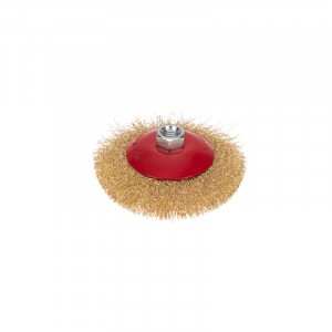 KRANZ Щетка коническая для УШМ, витая латунированная проволока, 125мм, М14 KR-91-1207