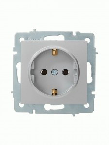 Lezard VESNA мех. роз. земля СУ 1 мест. 16А матовое серебро (Керамика) (корп. ABS)  742-4388-122