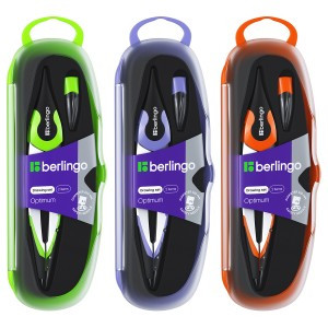 Готовальня Berlingo "Optimum", 2 предмета, циркуль 135мм, пластиковый футляр Арт.231608