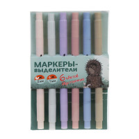 Ежик в Тумане Набор маркеров-выделителей 2-стор, 6 цв. &quot;пастель&quot; након.скош.3мм/круг 1мм, пласт.бокс