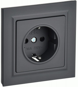 IEK BRITE роз. СУ 1 мест. 16А графит (земля,шторки)  РСР14-1-0-БрГ BR-R14-16-K53-F