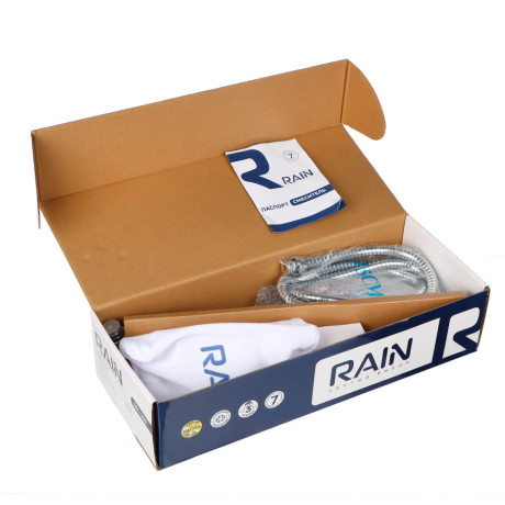 RAIN Смеситель для ванны Нефрит, круглый излив 40см, керам. кран-буксы 1/2, душ. набор, латунь, хром