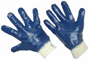 Перчатки х/б с нитрил. покр. Люкс, 78 г, 25-26 см, 12пар/уп (цена за пару) синие 09-0236