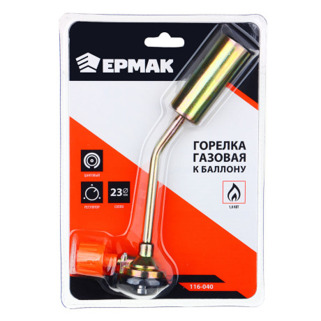 Горелка газ. с цанг. захватом тм ЕРМАК, сопло 23мм, 19х6,5х4см, металл, пластик