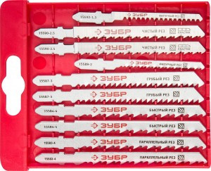 Набор ЗУБР "ЭКСПЕРТ" Полотна для эл/лобзика, Cr-V, по дереву, EU-хвост., пласт. бокс, 10шт