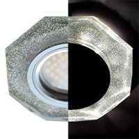 Ecola LD1652 MR16 GU5.3 св-к Стекло 8-угольник подсветка 4K Серебр.белск/Хром 25x90 SS1652EFF (10!)