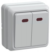 IEK ОКТАВА выкл. ОУ 2 кл. с инд. 10А белый (корпус ABS) ВС20-2-1-ОБ